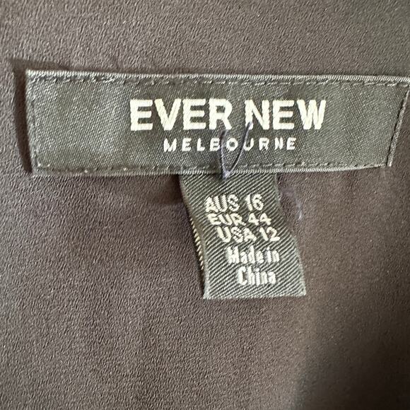 EVER NEW | Black Floral Print Wrap Dress Ruffle Sleeve Ruffle Neck | Size 12 - Picture 7 of 7